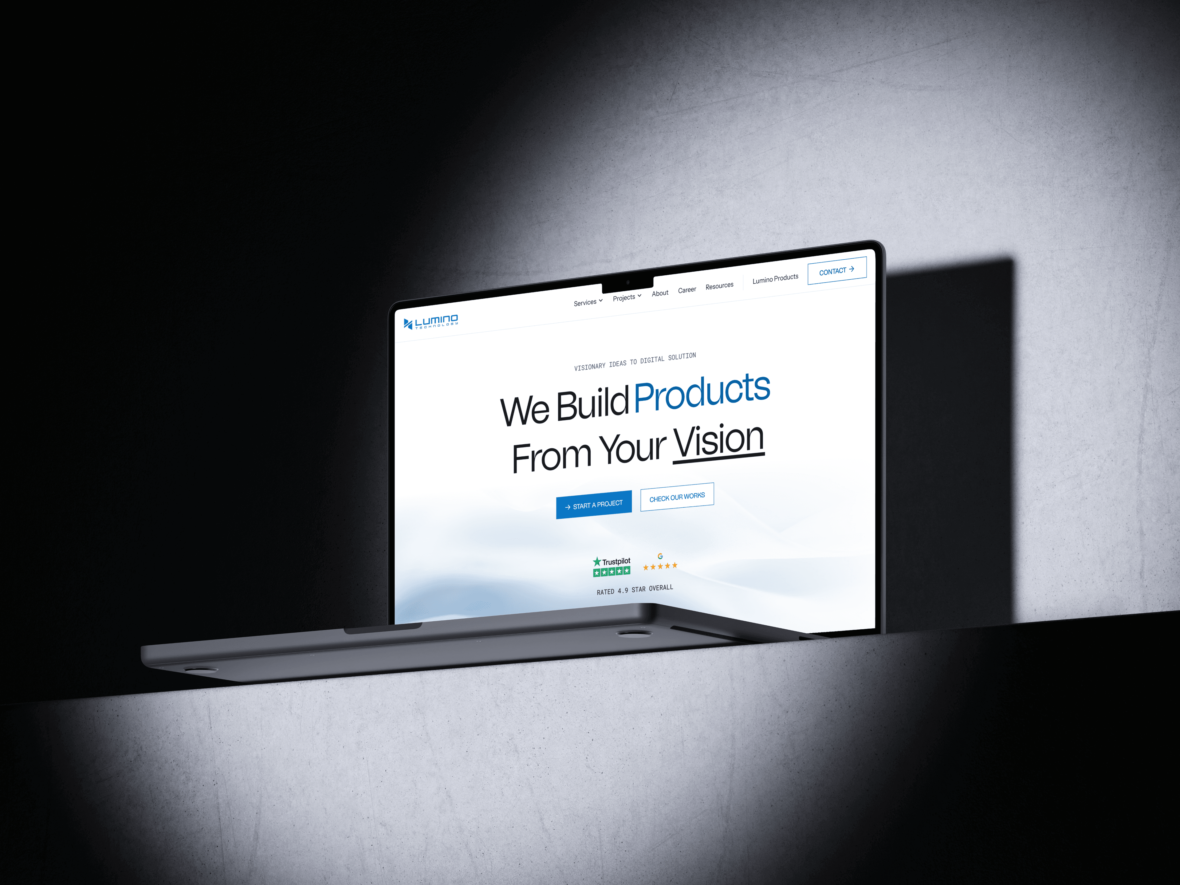 Lumino Technology website displayed on a laptop