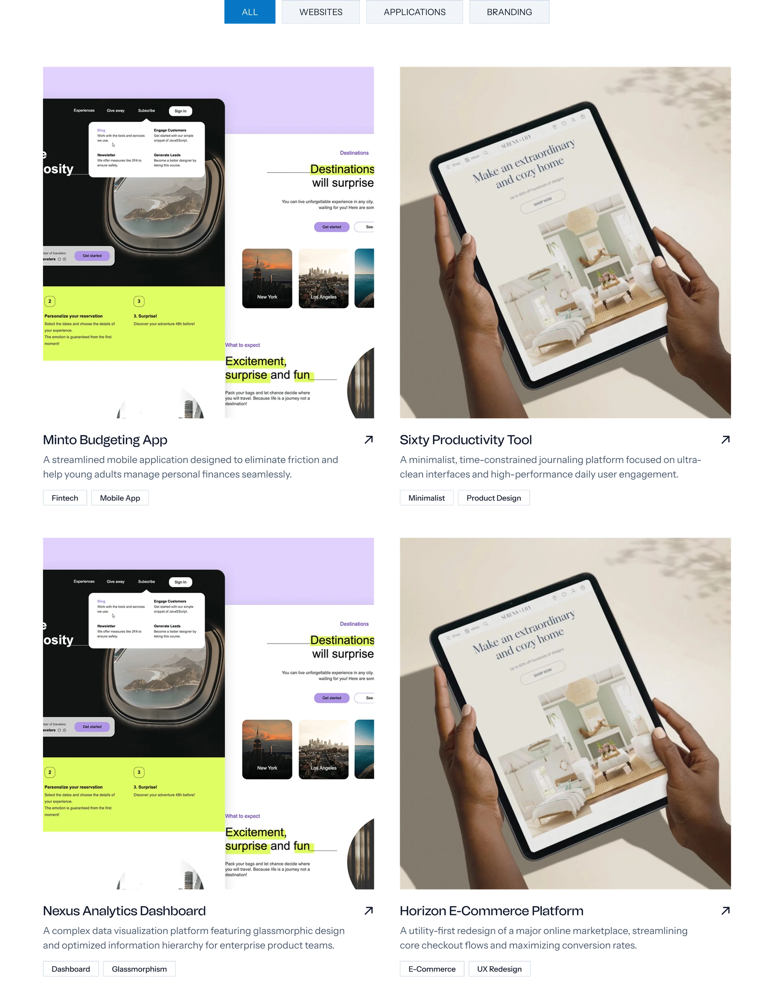 Lumino services and selected work supporting a visitor's decision